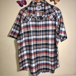 Ely Cattleman Wrinkle Resistant Pearl Snap Short Sleeve Shirt, XXL, Like New